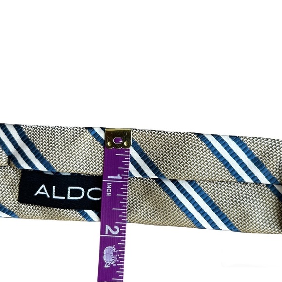 ALDO Gold, Black, and White Striped Satin Tie​​ - Picture 6 of 6